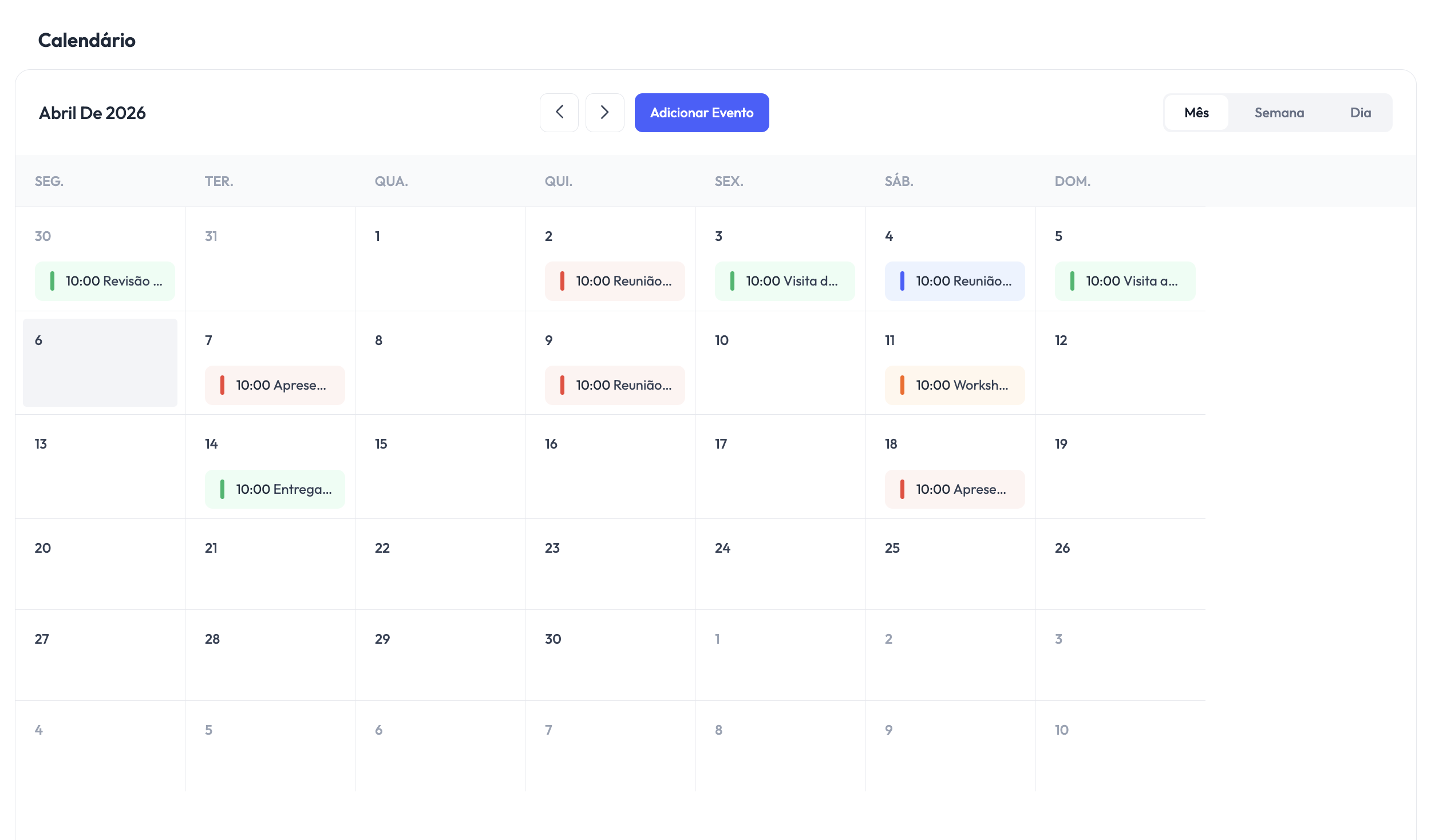 Team calendar